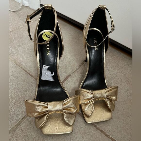 NEW GUESS SIZE 9 Gold Sancia Bow High Heels sandals party - Picture 3 of 7